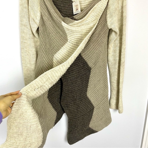 NWT M for Bolide Asymmetrical Beige Color Block Knit Cardigan Lagenlook Sz Small - Picture 6 of 14